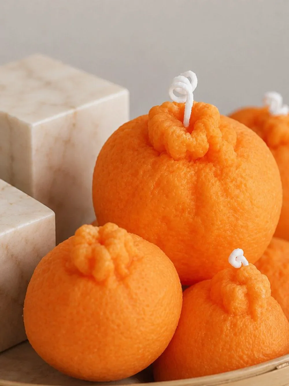 Orange-Shaped, Citrus-Scented Fruit Candles, Aromatherapy, Vegan, 4-Pack, New